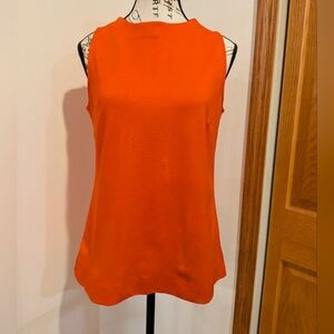 Ann Taylor Petite Coral Orange High Neck Knit Tank Blouse PM Office Formal